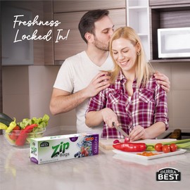 DURRA BEST. 1 Gallon Large Storage Zip Bags - Double Zip, Freezer Safe, Resealable, and Leak Proof (40 Count)