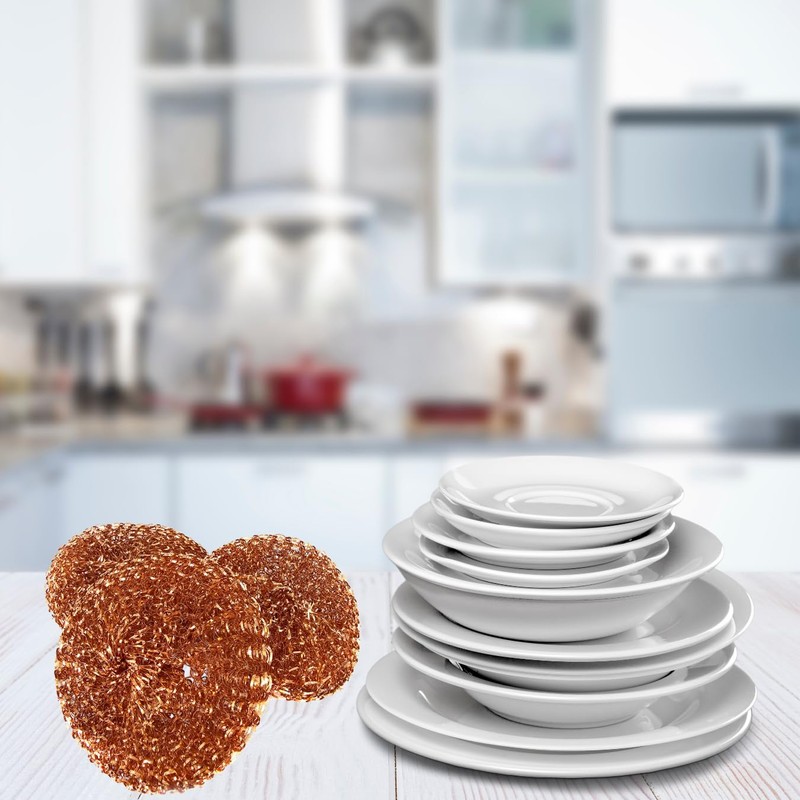 escleano Copper Sponges, Scourer, 100% Copper, Cleaning Sponge, Pot Scraper,