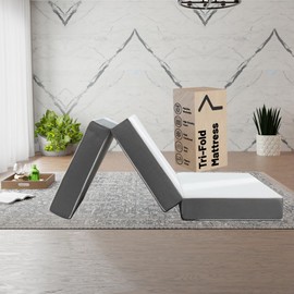 Spinal Sleep 3-Inch Tri-Folding Capability Gel Memory Foam Mattress with Portable Floor Mattresses with Ultra Soft and Breathable Mesh Sides, Temporary Sleeping Accommodations, Twin, White