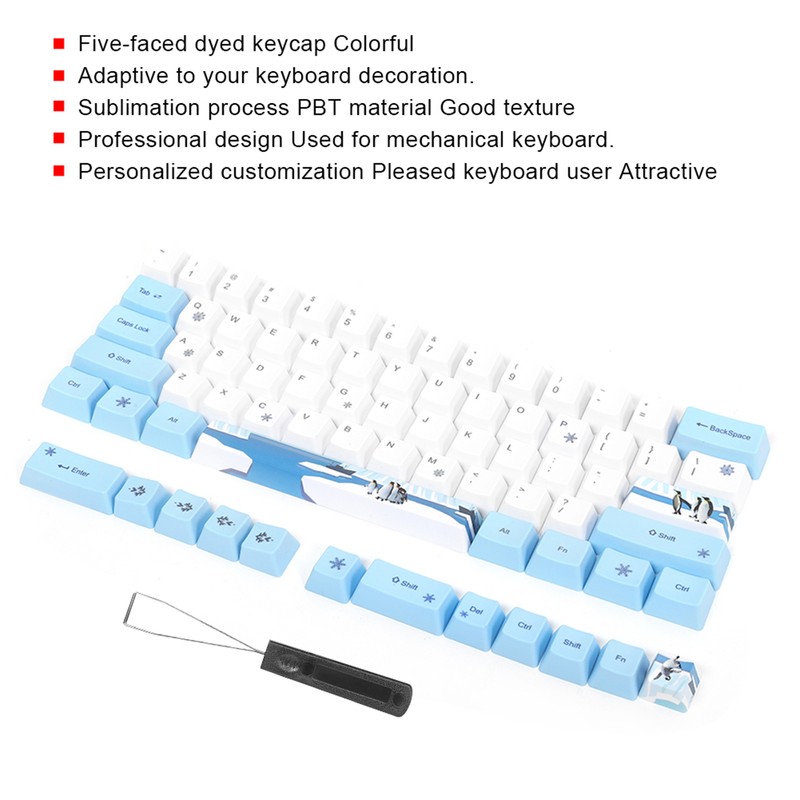 73PCs Sublimation Keycaps PBT Mechanical Keyboard Accessory PC Parts with