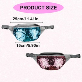 AfitLulu Sequin Fanny Pack with Adjustable Waist Straps, Fashion Waist Packs PU Leather Fanny Packs for Women with Multiple Styles for Running, Cycling, Hiking (Pink)