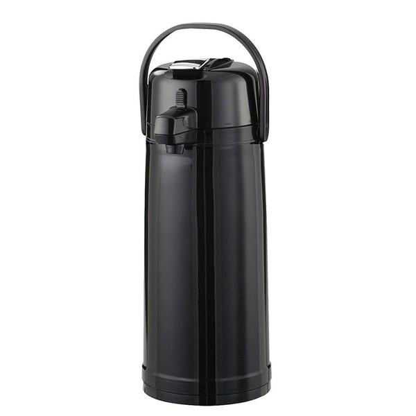 Service Ideas ECAL22PBLMAT Eco-Air Airpot with Lever lid, 2.2L, Glass Lined, Matte Black, Ribbed Texture
