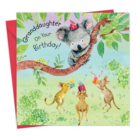 Twizler Happy Birthday Card For Granddaughter with Koala - Granddaughter Birthday Card – Childrens Birthday Card – Girls Birthday Card – Birthday Card For Granddaughter - Granddaughter Gifts