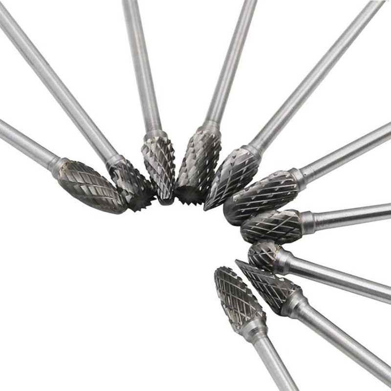 Gasea 10pcs 4" Long Reach Double Cut Tungsten Steel Solid