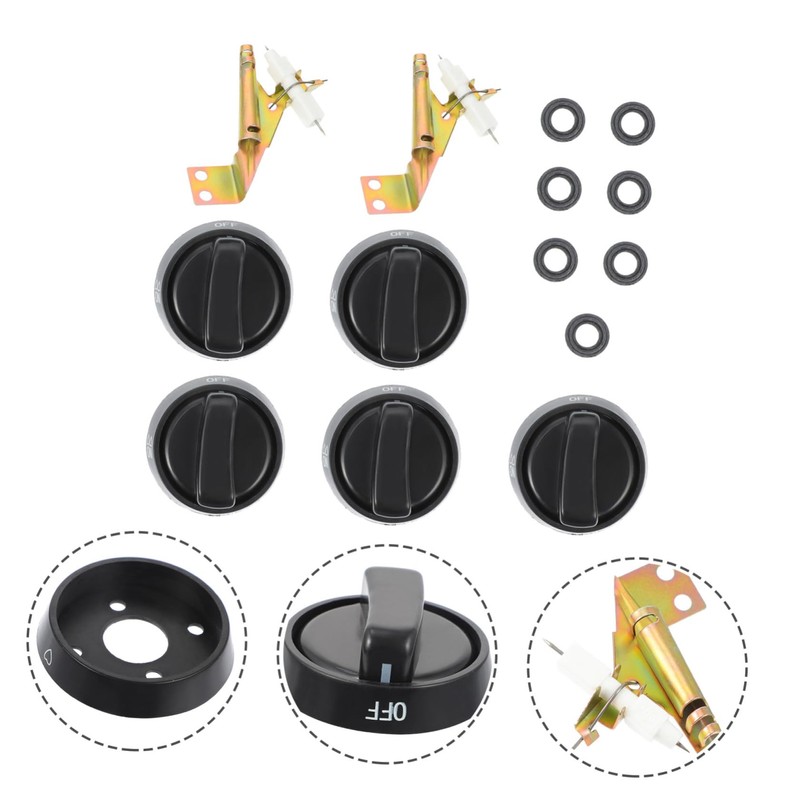 CORHAD 5pcs Gas Stove Knob Replacement for Kitchen Cookers Easy