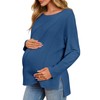 Tankaneo Womens Maternity Shirts Casual Crew Neck Long Sleeve Side