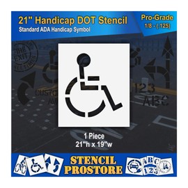 Pavement Stencils - 21 inch - Handicap - ADA Stencil - 21" x 19" x 1/8" (128 mil) - Pro-Grade