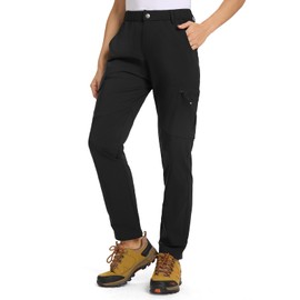 TBMPOY Women's Hiking Cargo Pants Lightweight Water Resistant Quick Dry Fishing Camping Travel Work Pant with 6 Pockets Black S