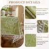 Rakila Rectangle Vintage Cotton Linen Tablecloth with Stitching Tassels Washable