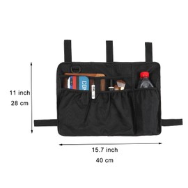 Walker Bag Basket with Cup Holder Suit for Adult Folding Walkers Rollator Organizer Carry Storage Pouch Water-Resistant Armrest Accessories for Seniors, Elderly, Handicap (black)