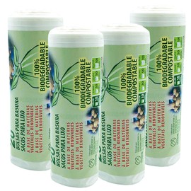 4 Rolls of 20 Bin Liners (80 Bags) Biodegradable and Compostable 10L Capacity