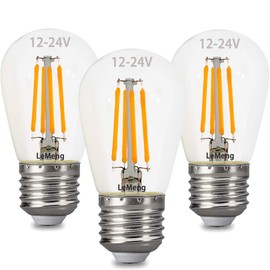 12volt LED Light Bulb 4W Edison Filament Vintage ac/dc12V 24V Low Voltage(3000K Warm White) E26 Base for Landscape RV Camper Marine Battery Power System Off Grid Solar Lighting-Pack of 3