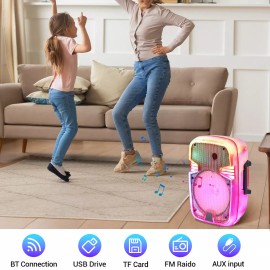 Portable Party Bluetooth Speaker 8" Subwoofer Bass LED Light TWS FM W/Mic Stand