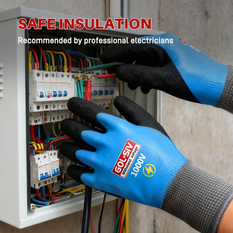 GOL-SIV Electrician Gloves 1000V High Voltage,ASTM D120 Certified & Double