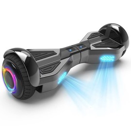 Starship Hoverboard with Bluetooth Speaker, Chrome Color Self Balancing Scooters with Science Fiction Design and 6.5 inch LED Wheels (Chrome Black)