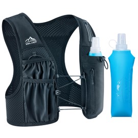 Zelvot Running Vest for Men and Women with 500 ml Water Bottle, European Original Patent, Adjustable Chest Straps, Ultralight & Breathable, Reflective Hydration Vest Running (Black, M/L)