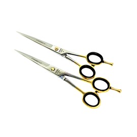 German Professional Barber Hairdressing Scissors Shears 1 Pair With Gold Rings Size 6.5" & 6"