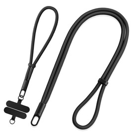 Phone Lanyard Crossbody Strap, Phone Wrist Strap, Anti Theft Phone Strap + 2pcs Patch fit Most Cell Phones (Black)