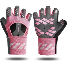 B-Forest Training Gloves Fitness Gloves Weight Lifting Gloves with Wrist Support for Men Women for Training, Exercise, Fitness (Pink, L)