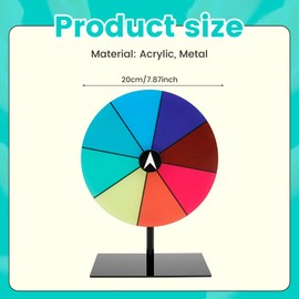 FwQoFvk 8 Inch Rotating Prize Wheel, 8 Slots Dry Erase Tabletop Roulette Spinner with Stand, Colorful Tabletop Roulette Wheel for Party Carnival Tradeshow 20cm