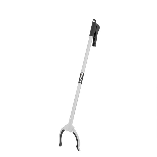 Superio 40 Inch Heavy Duty Grabber Reacher Tool for Elderly, Indoor, Outdoor - Rust Free, Durable, Lightweight, Easy to Use - Rubber Claw Won't Damage - Onyx Grey