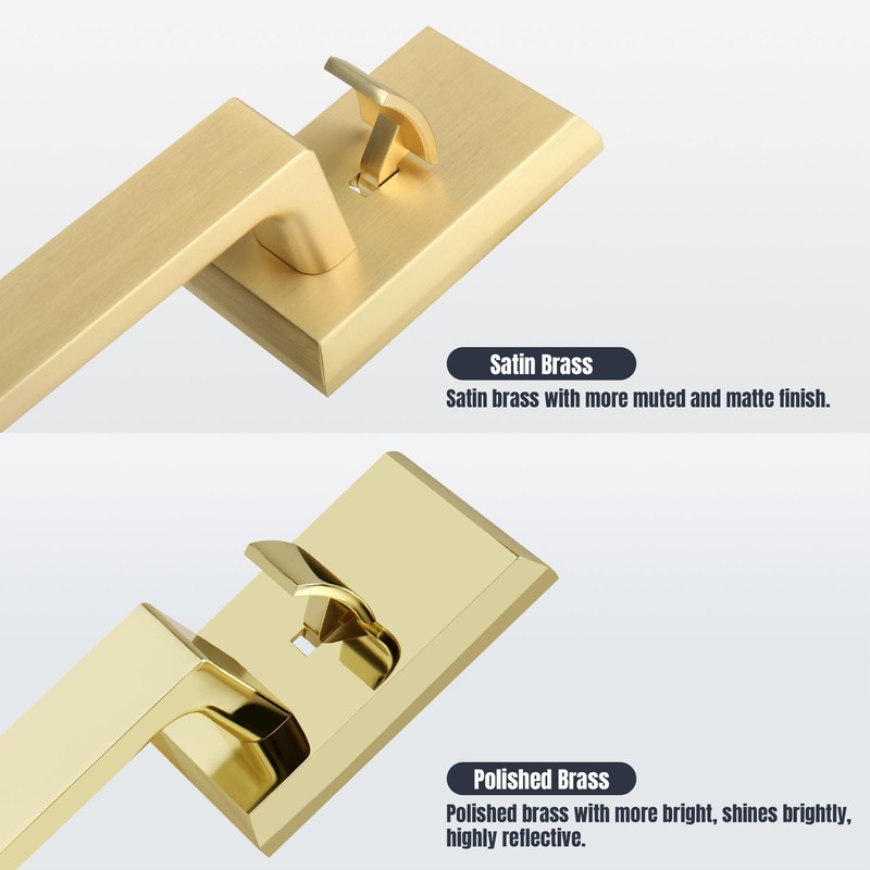 Gaurqiah Brushed Gold Heavy Duty Front Door Handle Set, Exterior