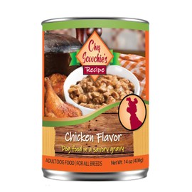 Scoochie Pet Products Chef Scoochie's Chicken Dog Food in Rich Gravy Natural Wet Food - Easy Open Pop-Top Cans for Grown Dogs - Complete Meal or Food Topper 12 Cans (14 oz e.)