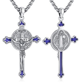 Eusense Archangel Michael/Saint Christopher/Saint Jude Thaddeus/Seven Archangels/Holy Mary/Jesus Cross Pendant Amulet Necklace Gifts 925 Silver Christian Chain Jewellery Men Women, Sterling Silver,