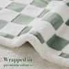 Ohocut Checkered Dog Blanket, Sage Green Jacquard Sherpa Blankets for