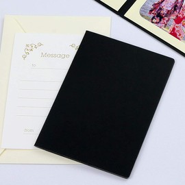 Yamadaya Hataya Blank Cover Photo Mount 2L Size 2-Sided Vertical (With Envelope, Message Card: Ivy) (Black)