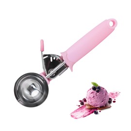 Ice Cream Scoop, Cookie Fruit Scoop with Comfort Grip Handle, Stainless Steel Ice Cream Scoop with Trigger Lever(8.46 Inch)