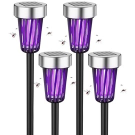 2026 Mosquito Repellent Outdoor Patio Solar Bug Zapper Outdoor Mosquito Zapper for Moths,Gnats,Flies,Small Flying Insect,Electric Fly Zapper for Backyard,Garden,Gnat Killer for Flower Beds,Walkway4PCS