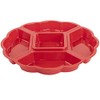 Serving Platter Snack Bowl, Plastic, Appetizer Divider, 5 Compartments, Red,