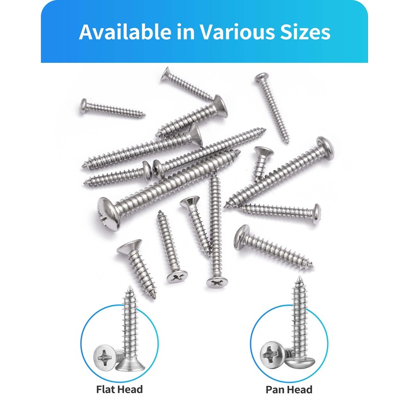 DIVANC 580Pcs 304 Stainless Steel Wood Screw Assortment Kit, M3/M4/M5/M6