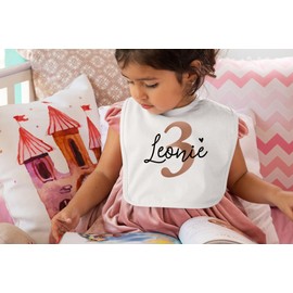 SpecialMe® Baby Bib Baby Bib Persoanlised Name and Age Gift 1st 2nd 3rd Birthday Cotton Boy/Girl, White