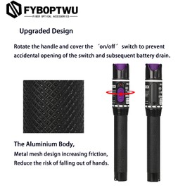1pc Visual Fault Locator VFL-30 Fiber Tester Visual Fault Locator Fiber Optic Cable Tester with 1pc Singlemode 9/125um FC Male to LC Female Adapter, Purple Switch