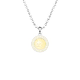 Get Back Necklaces St. Christopher Surf Necklace | Small, ½” Silver Plated Medallion, 18” Aluminum Ball Chain (Sandy/Blonde)