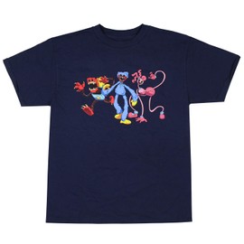 Poppy Playtime Boys' CH2 Bad Guys Huggy Mommy Long Legs Boxy Boo Character Graphic T-Shirt (Medium) Navy