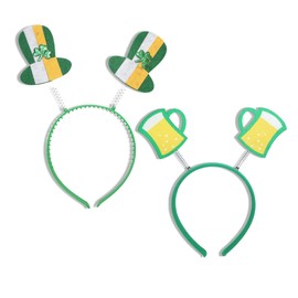 St. Patricks Bopper Headbands, Festive Green Hair Accessories, Top Hat and Beer Mug Details, One Size Fits Most (Pack of 2)