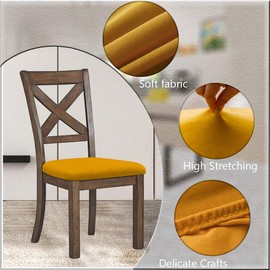 SHILV. HOME Velvet Seat Covers, Removable, Washable, Padded Seat Cushion Cover with Ties, Protective Covers for Furniture Protection for Dining Room, Kitchen (Gold, Set of 4)