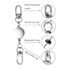 3 Pack Retractable Key Chain Key Ring, Zinc Alloy Metal