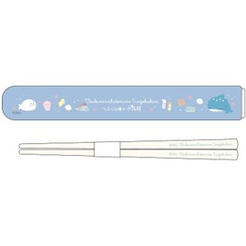 OSK HS-11 Aquarium with Eyes Pull Lid Chopsticks and Case Set, 6.5 inches (16.5 cm), Made in Japan, Dishwasher Safe, Sliding, Antibacterial, Stylish, Cutlery, Unisex, Kids, Adults, Students