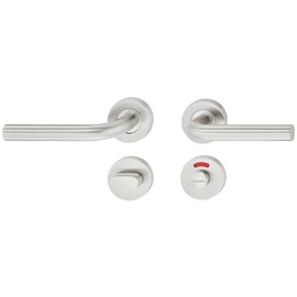 JUVA Modern Door Handle Set Stainless Steel Door Handle for Room Doors LDH 2172 Toilet Bathroom Door Handle Stainless Steel Matt 1 Set Door Handle Set Interior Doors with Mounting Material Toilet Set