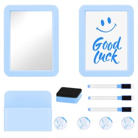 MoKo Locker Accessories Set, 11PCS Back to School Supplies Includes Magnetic Mirror, Whiteboard, Markers, Pen Holder, Magnets, Locker Organizer for School Office (Blue)