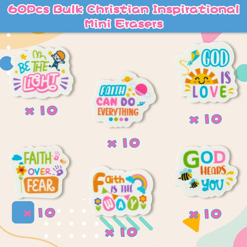 A1DIEE 60Pcs Motivation Mini Erasers for Kids Inspirational Quotes Small