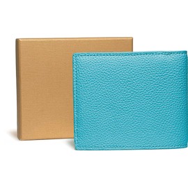 unifiss Men's Bifold Leather Compact Wallet with Cosmetic Box Coin Purse, Folding Wallet, Gift, Business, blue (dark)