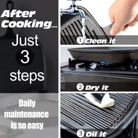 B.C. Fine Food B.C. FIND FOOD Cast Iron Grill Pan Non Stick 9 inch Diameter Suare Skillet iron Frying Pan and Pots For Grilling Bacon Steak Meats Best Gift For Her Christmas Gifts