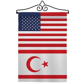 Cyprus Northern US Friendship Garden Flag Set Wall Hanger Regional USA American Alliance World Country Particular Area Small Decorative Gift Yard House Banner Double-Sided Made In 13 X 18.5