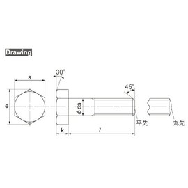 Osato Uniqlo Hex Bolt, Full Thread, 0.2 inch (4 mm) x Length 2.0 inches (50 mm), Pack of 50 (36862)