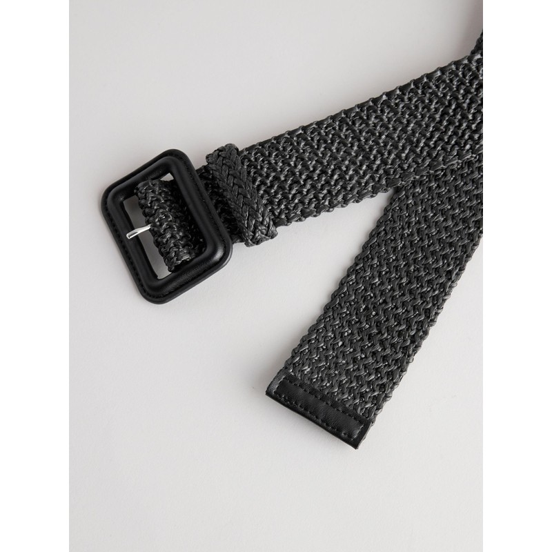 NEXT Wide Raffia Belt, black